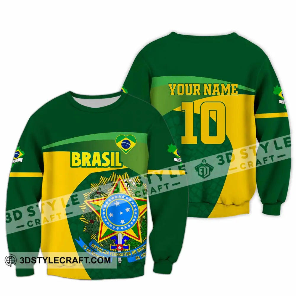 Unisex Shirt - Custom Brasil 3D Shirt Long Sleeve / S T-shirt