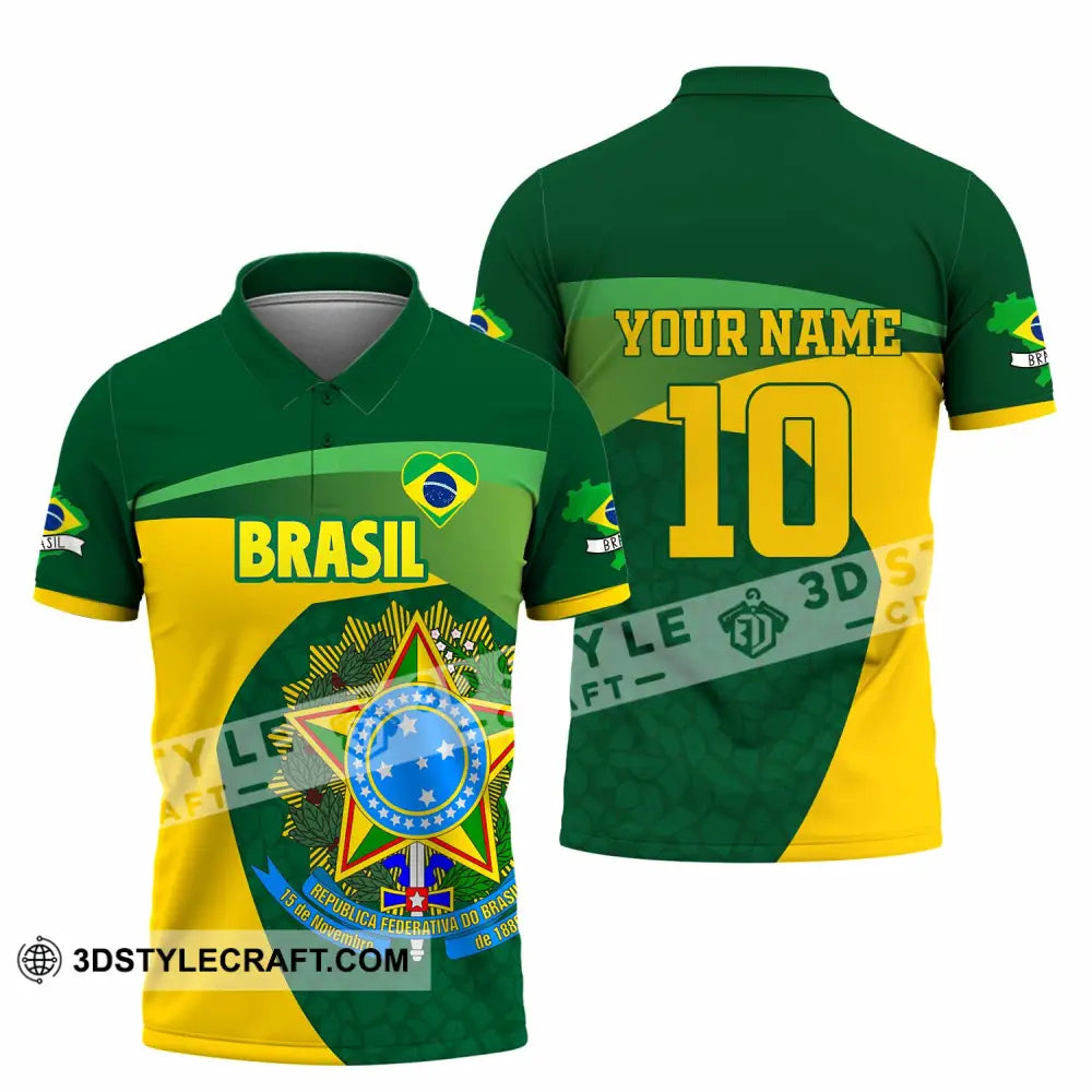 Unisex Shirt - Custom Brasil 3D Shirt Polo Shirt / S T-shirt