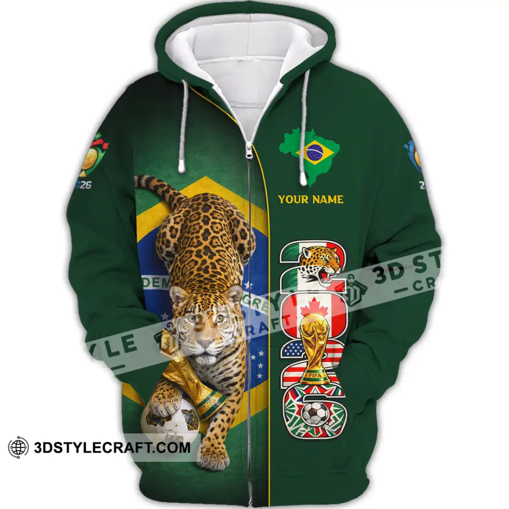 Unisex Shirt - Custom Brasil World Cup 2026 3D Shirt Zipper Hoodie / S T-shirt