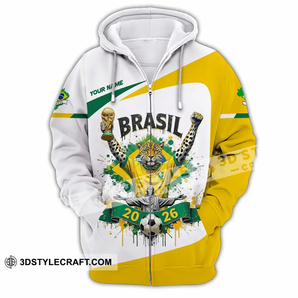 Unisex Shirt - Custom Brasil 3D Shirt Zipper Hoodie / S T-shirt