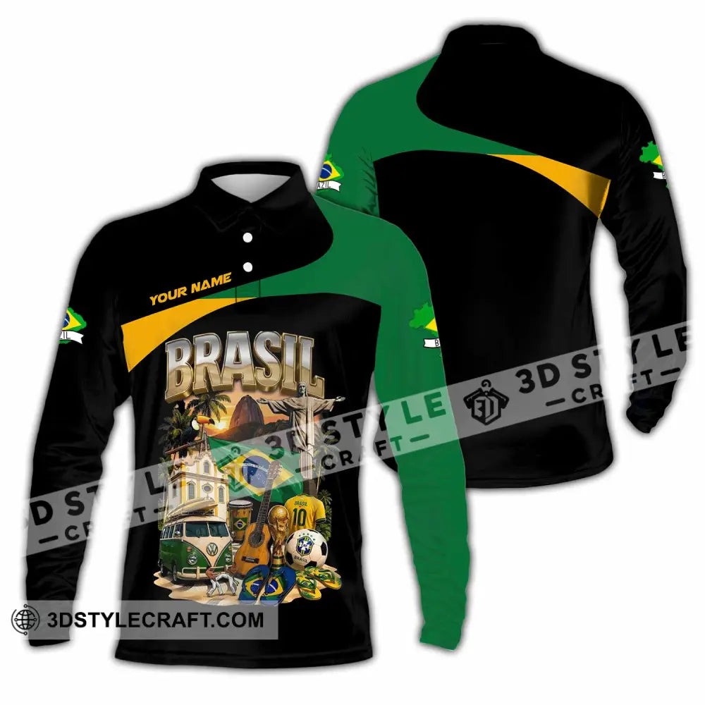 Unisex Shirt - Custom Brasil Shirt - Long Sleeve Polo / S - T-shirt