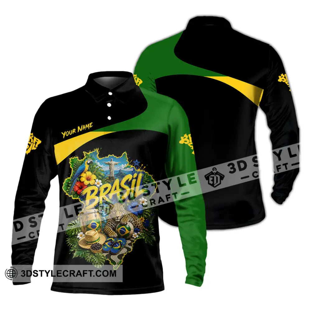 Unisex Shirt - Custom Brasil Shirt - Long Sleeve Polo / S - T-shirt