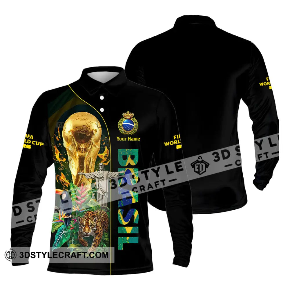 Unisex Shirt - Custom Brasil World Cup 2026 3D Shirt Long Sleeve Polo / S T-shirt