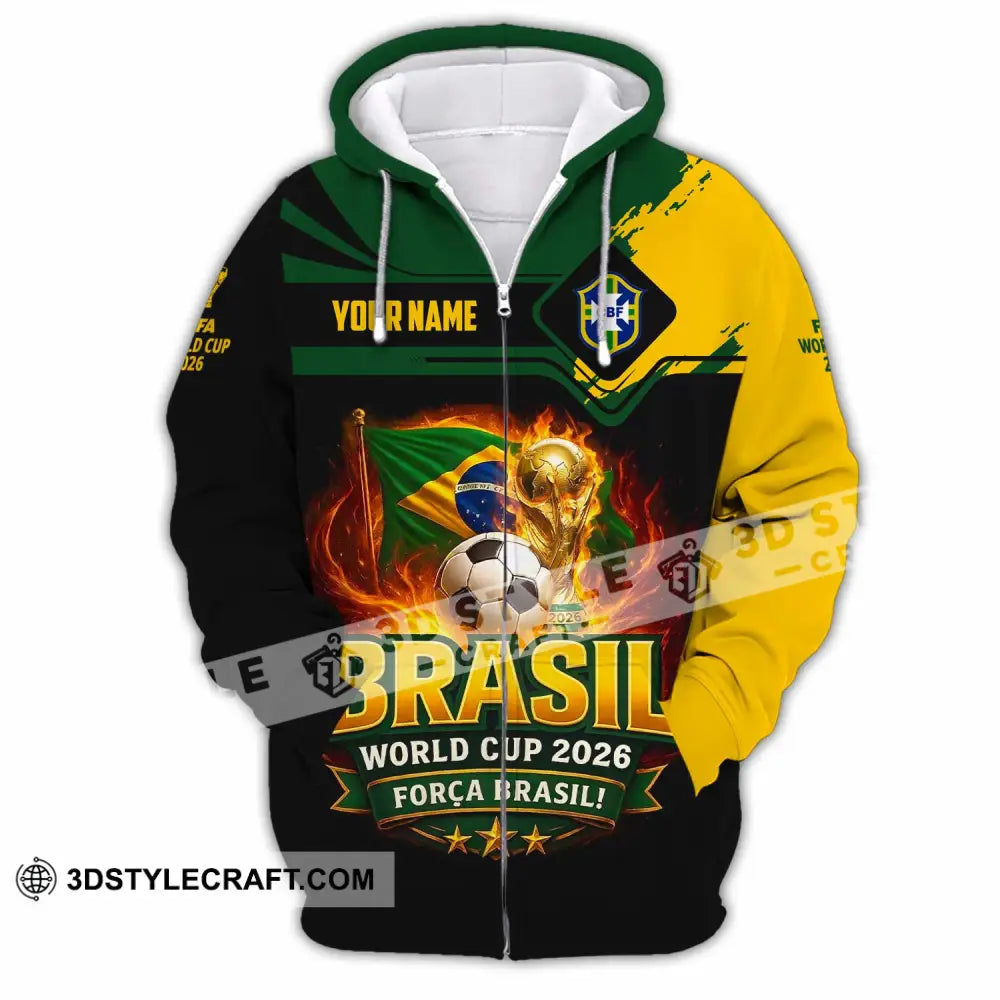 Unisex Shirt - Custom Brasil World Cup 2026 3D Shirt - Zipper Hoodie / S - T-shirt