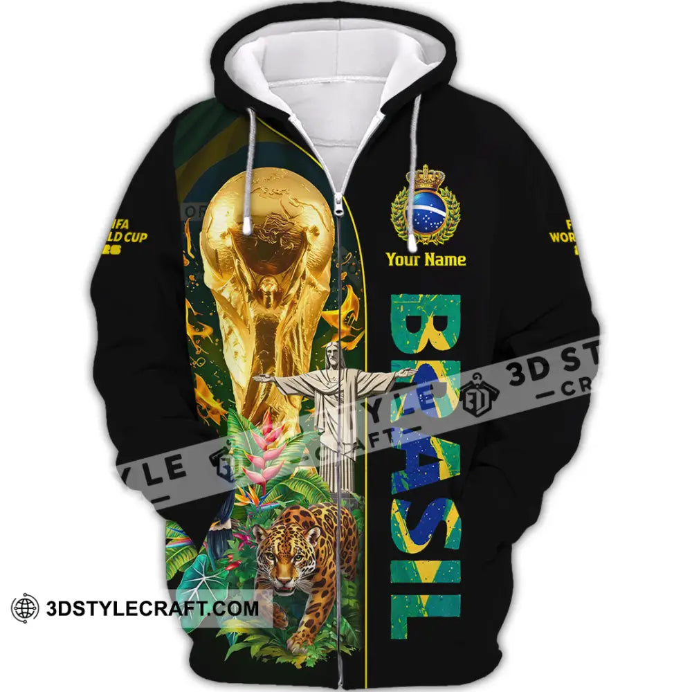 Unisex Shirt - Custom Brasil World Cup 2026 3D Shirt Zipper Hoodie / S T-shirt