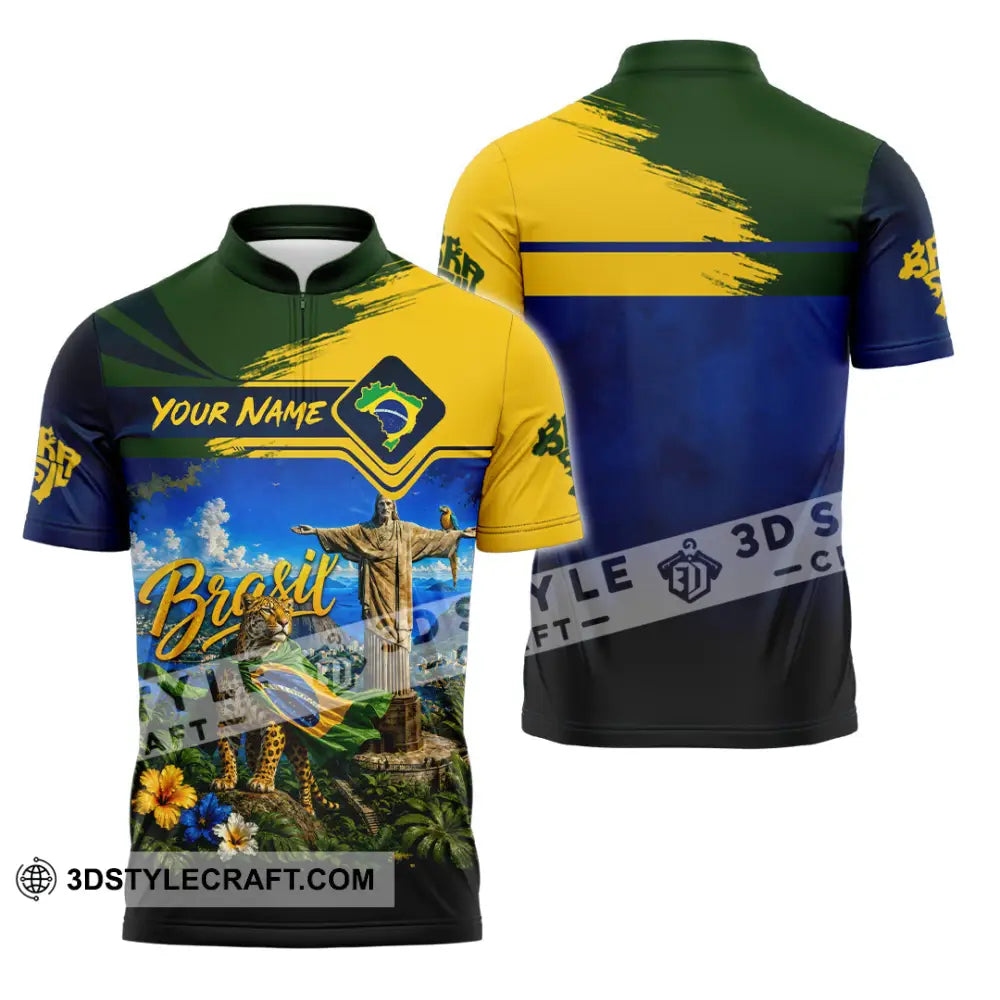 Unisex Shirt - Custom Brasil Shirt - Zipper Polo Shirt / S - T-shirt