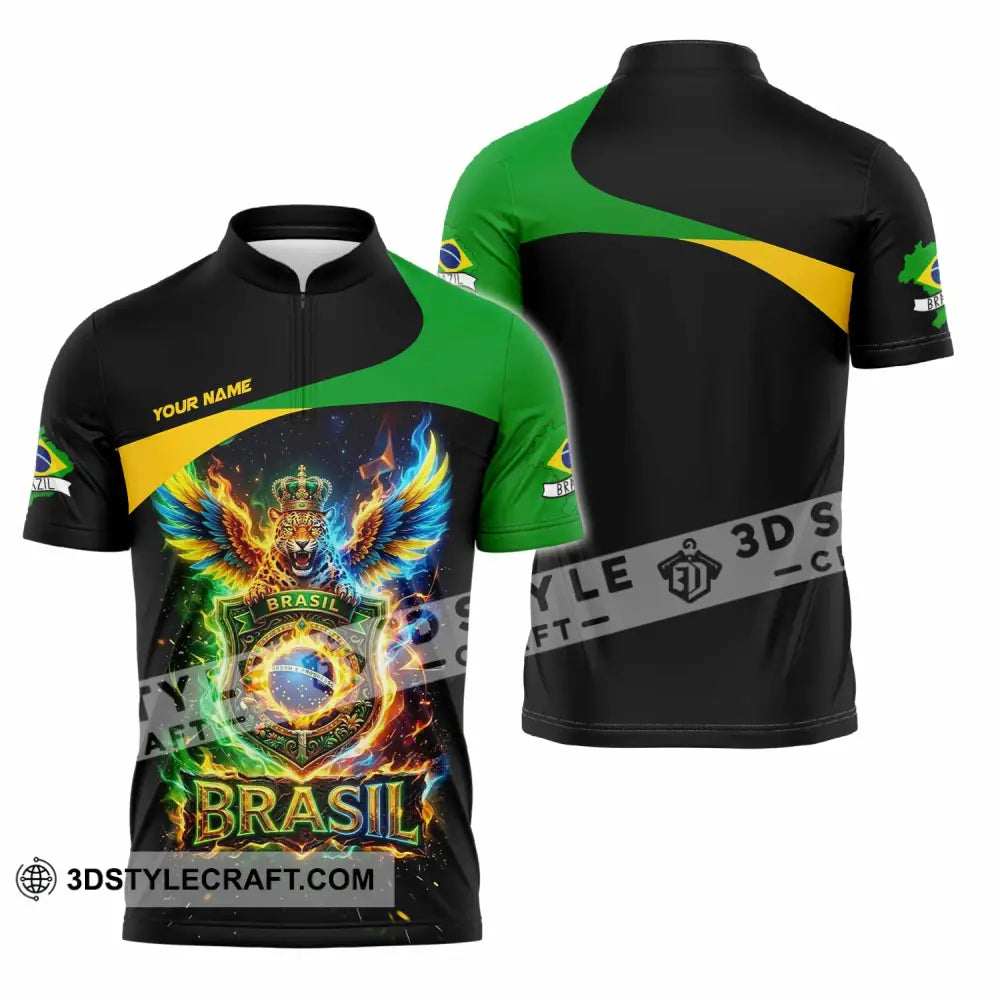 Unisex Shirt - Custom Brasil Shirt - Zipper Polo Shirt / S - T-shirt