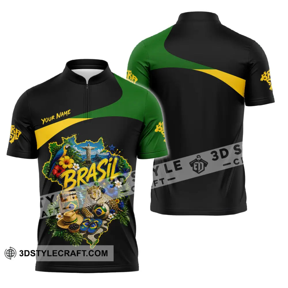 Unisex Shirt - Custom Brasil Shirt - Zipper Polo Shirt / S - T-shirt