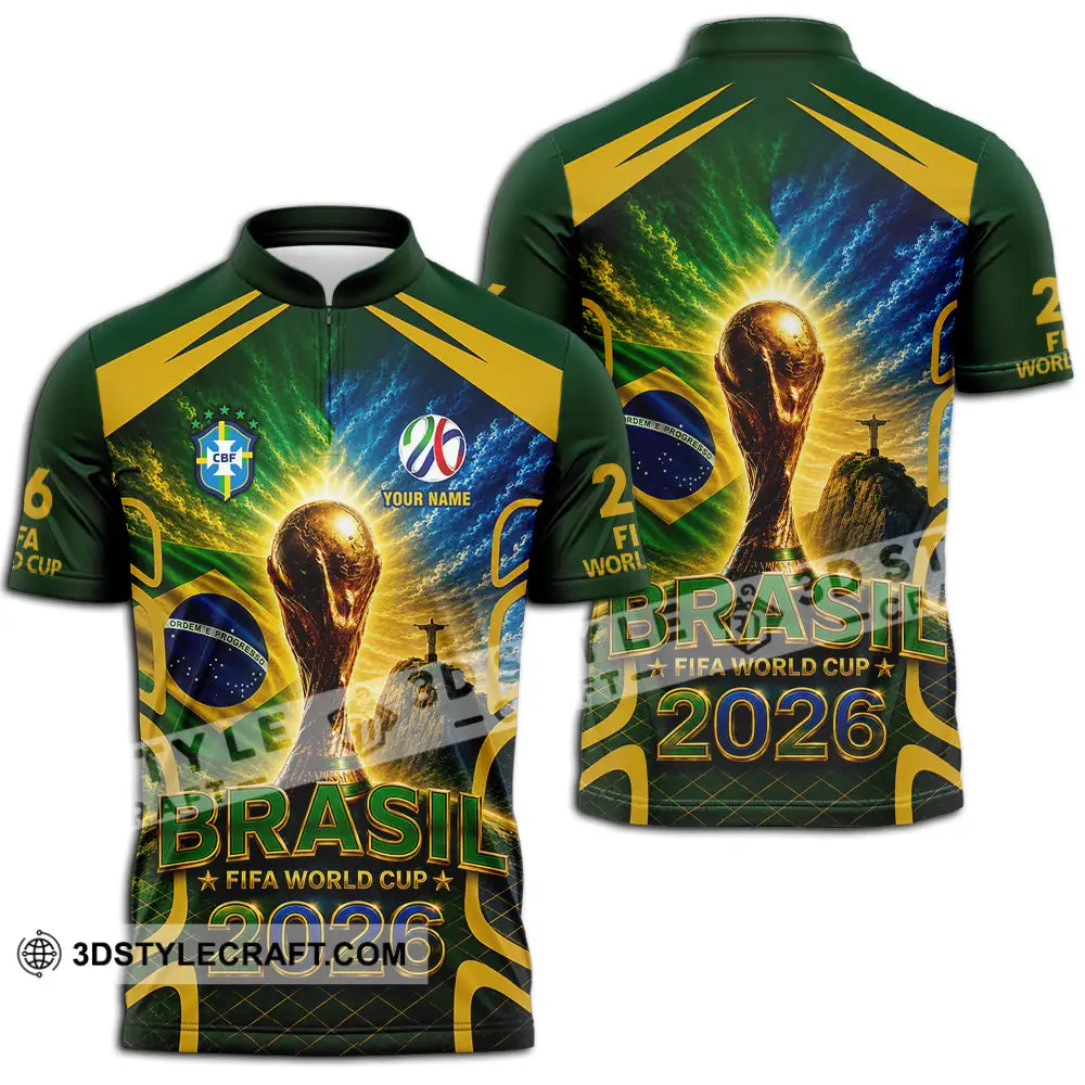 Unisex Shirt - Custom Brasil World Cup 2026 Shirt - Zipper Polo Shirt / S - T-shirt