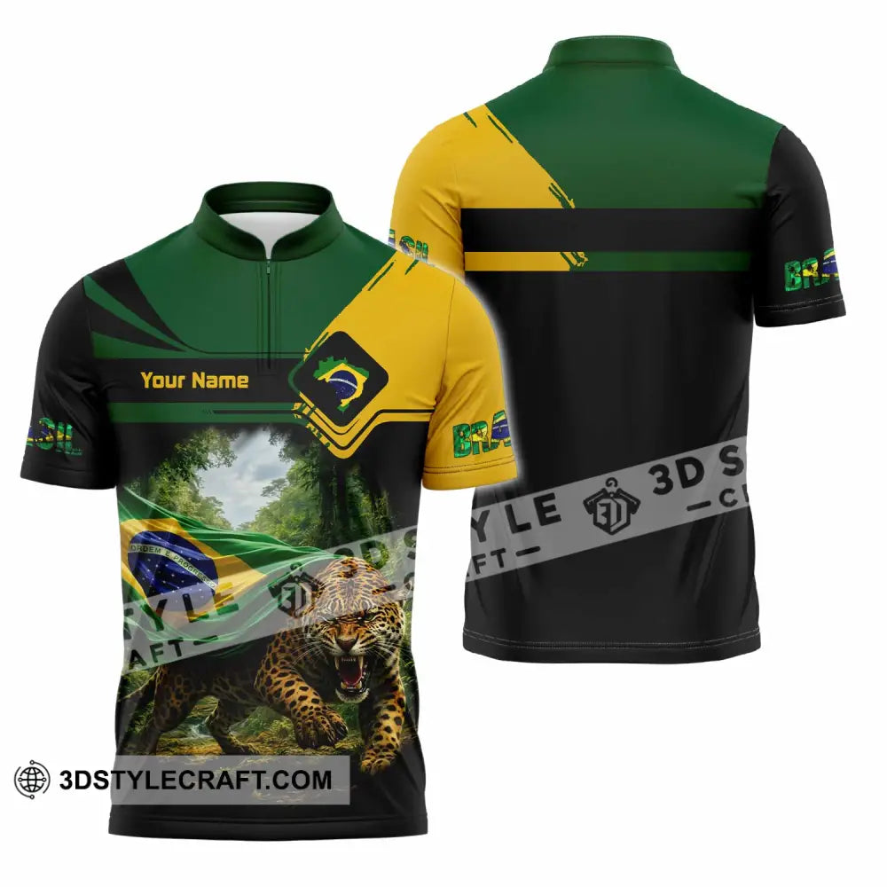 Unisex Shirt - Custom Brasil Shirt - Zipper Polo Shirt / S - T-shirt