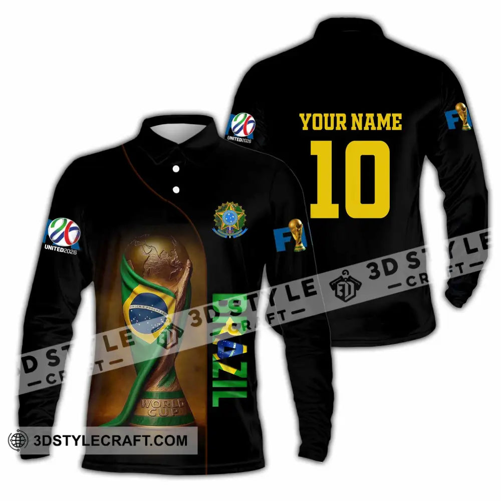 Unisex Shirt - Custom Brazil 3D Shirt Long Sleeve Polo / S T-shirt