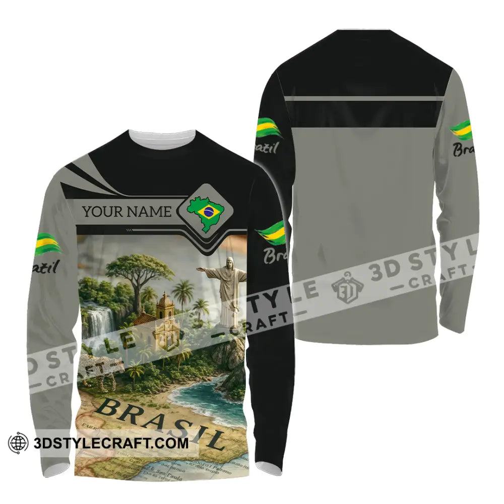 Unisex Shirt - Custom Brazil 3D Shirt Long Sleeve Shirt / S T-shirt