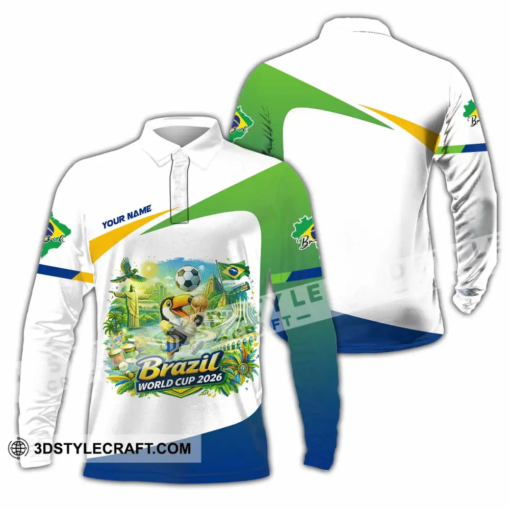 Unisex Shirt - Custom Brazil Fifa World Cup 2026 3D Shirt Long Sleeve Polo / S T-shirt