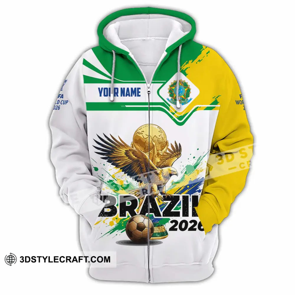 Unisex Shirt - Custom Brazil Fifa World Cup 2026 3D Shirt Zipper Hoodie / S T-shirt