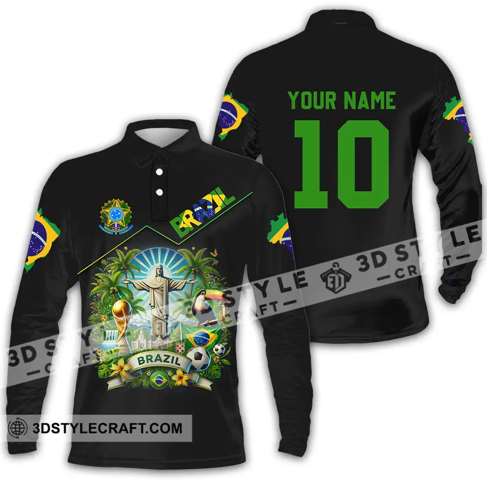 Unisex Shirt - Custom Brazil World Cup 2026 3D Shirt Long Sleeve Polo / S T-shirt