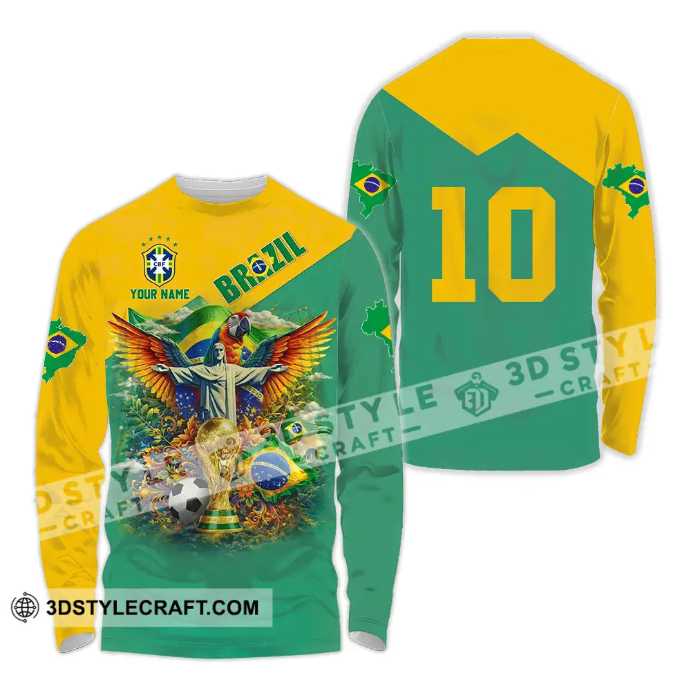 Unisex Shirt - Custom Brazil World Cup 3D Shirt Long Sleeve Shirt / S T-shirt