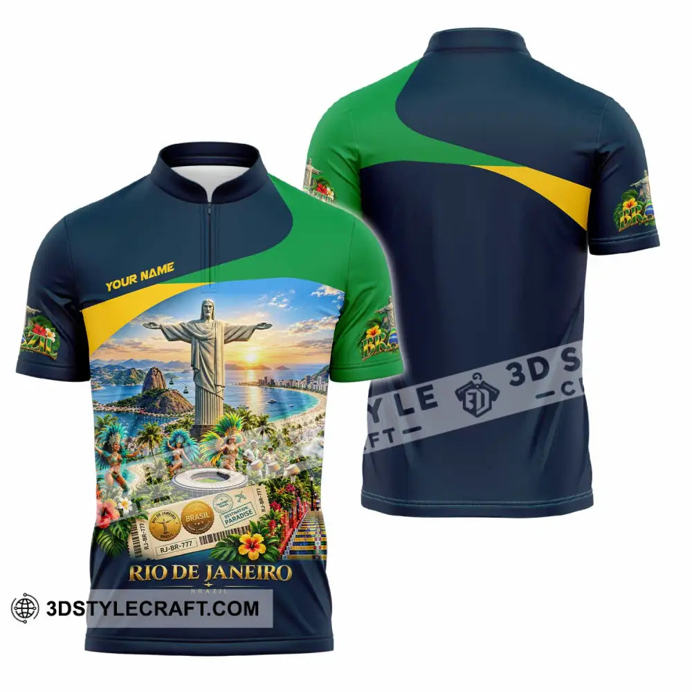 Unisex Shirt - Custom Brazil Shirt - Zipper Polo Shirt / S - T-shirt