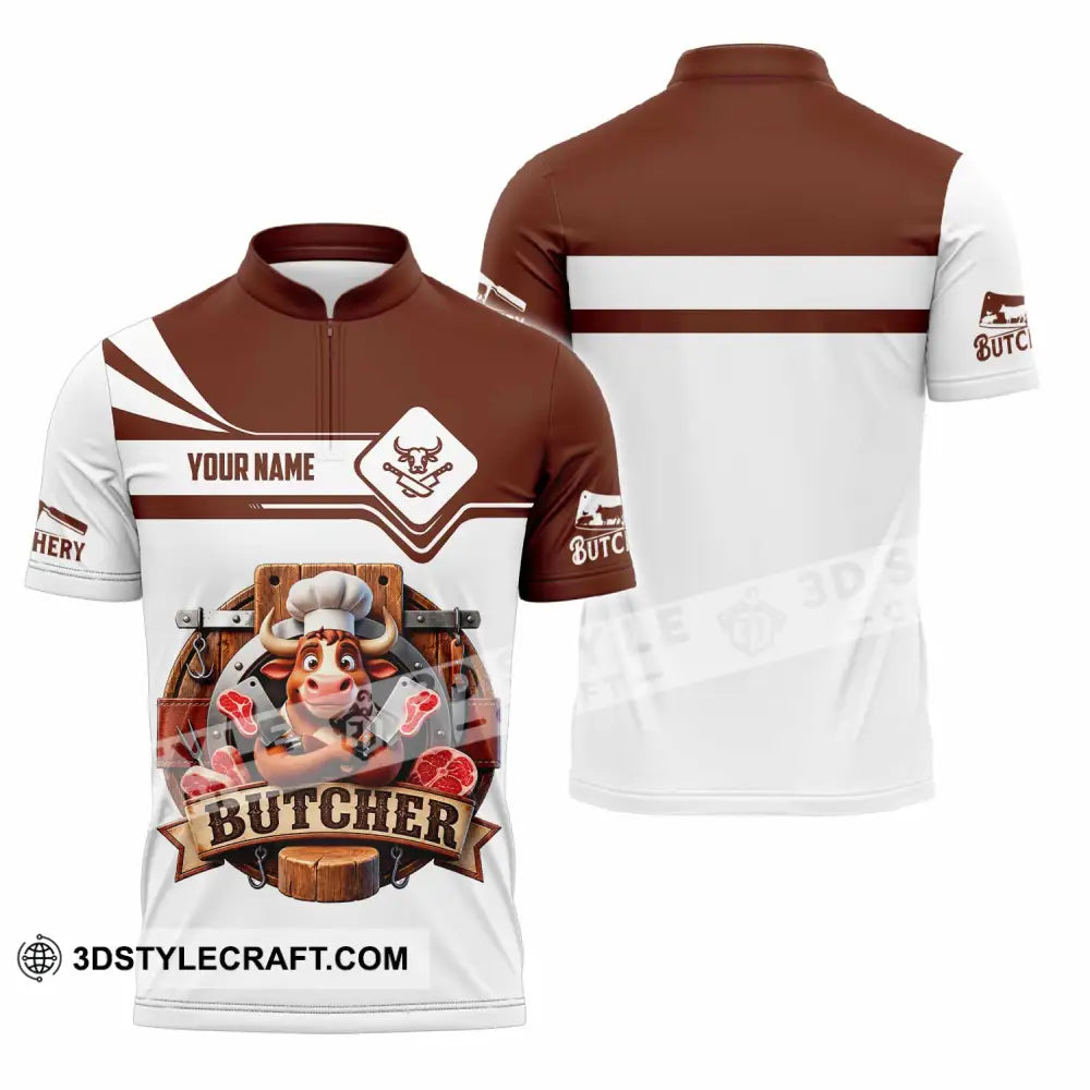 Unisex Shirt - Custom Butcher Shirt - Zipper Polo Shirt / S - T-shirt