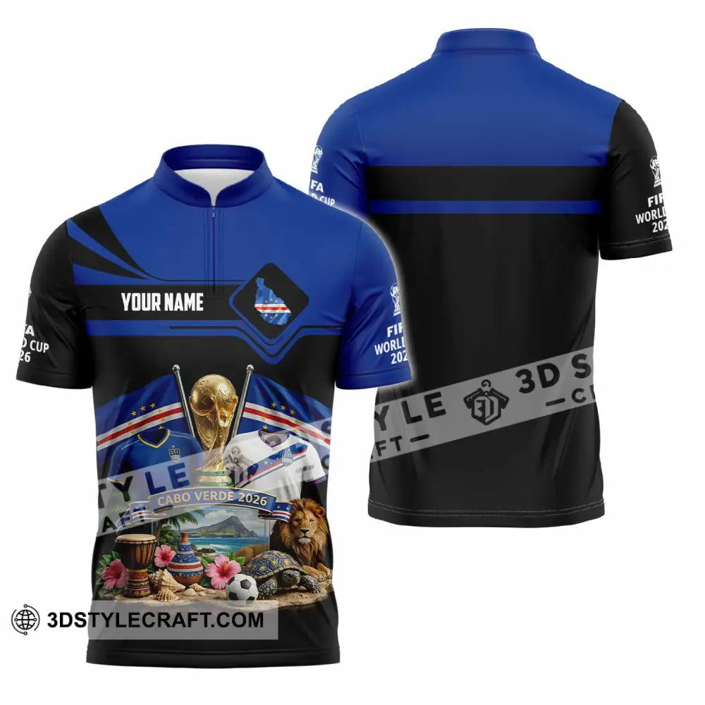 Unisex Shirt - Custom Cabo Verde World Cup 2026 3D Shirt - Zipper Polo Shirt / S - T-shirt