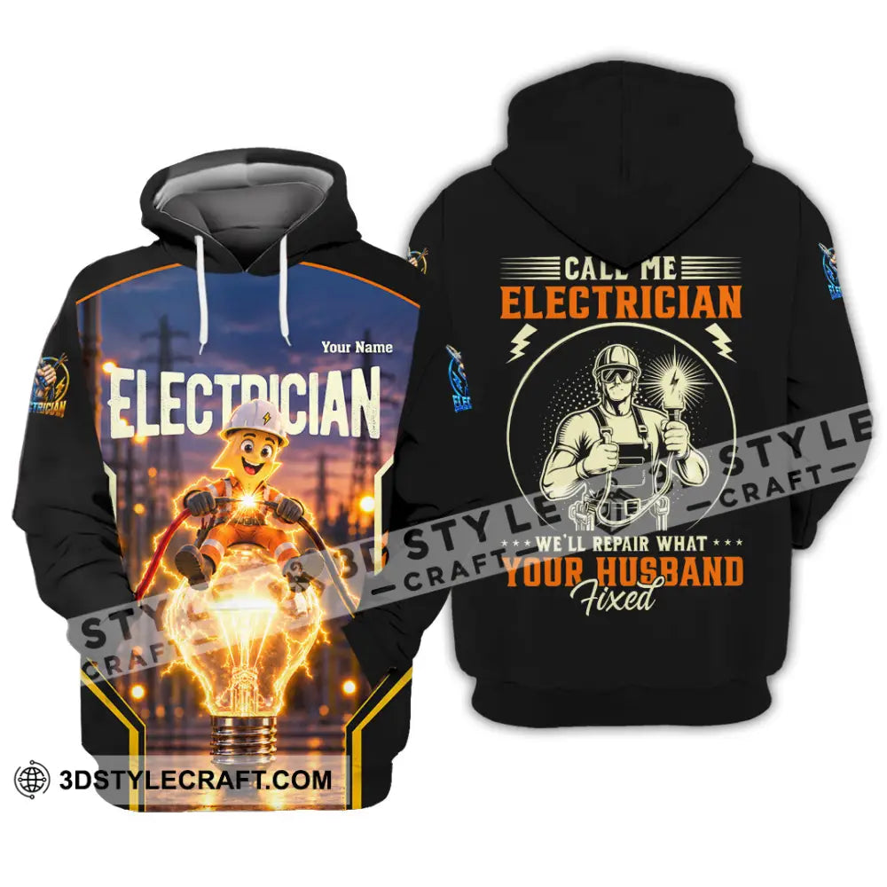 Unisex Shirt - Custom Call Me Electrician Shirt - Hoodie / S - T-shirt