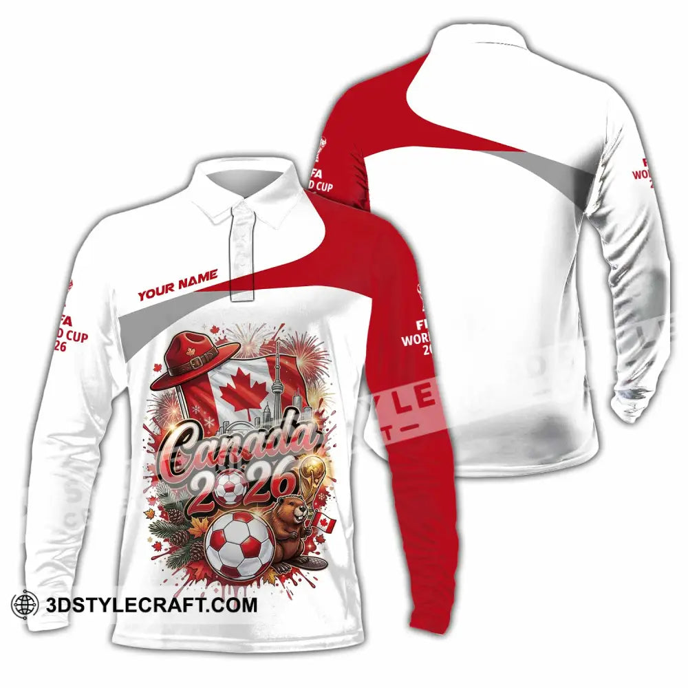 Unisex Shirt - Custom Canada World Cup 2026 3D Shirt - Long Sleeve Polo / S - T-shirt
