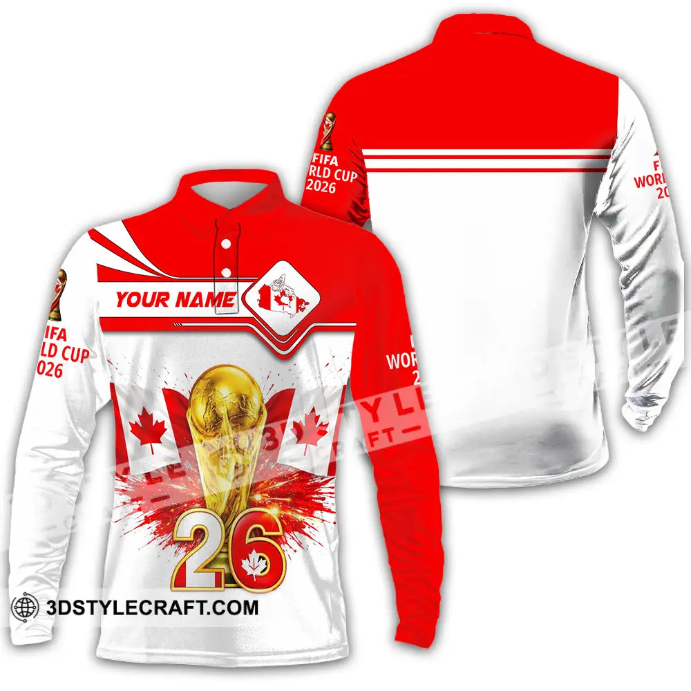 Unisex Shirt - Custom Canada World Cup 2026 3D Shirt Long Sleeve Polo / S T-shirt