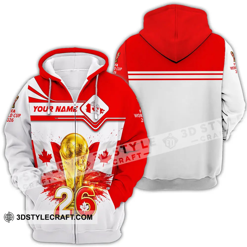 Unisex Shirt - Custom Canada World Cup 2026 3D Shirt Zipper Hoodie / S T-shirt