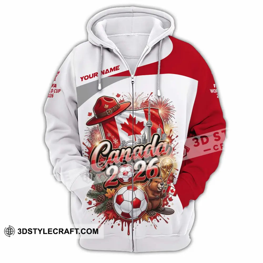 Unisex Shirt - Custom Canada World Cup 2026 3D Shirt - Zipper Hoodie / S - T-shirt