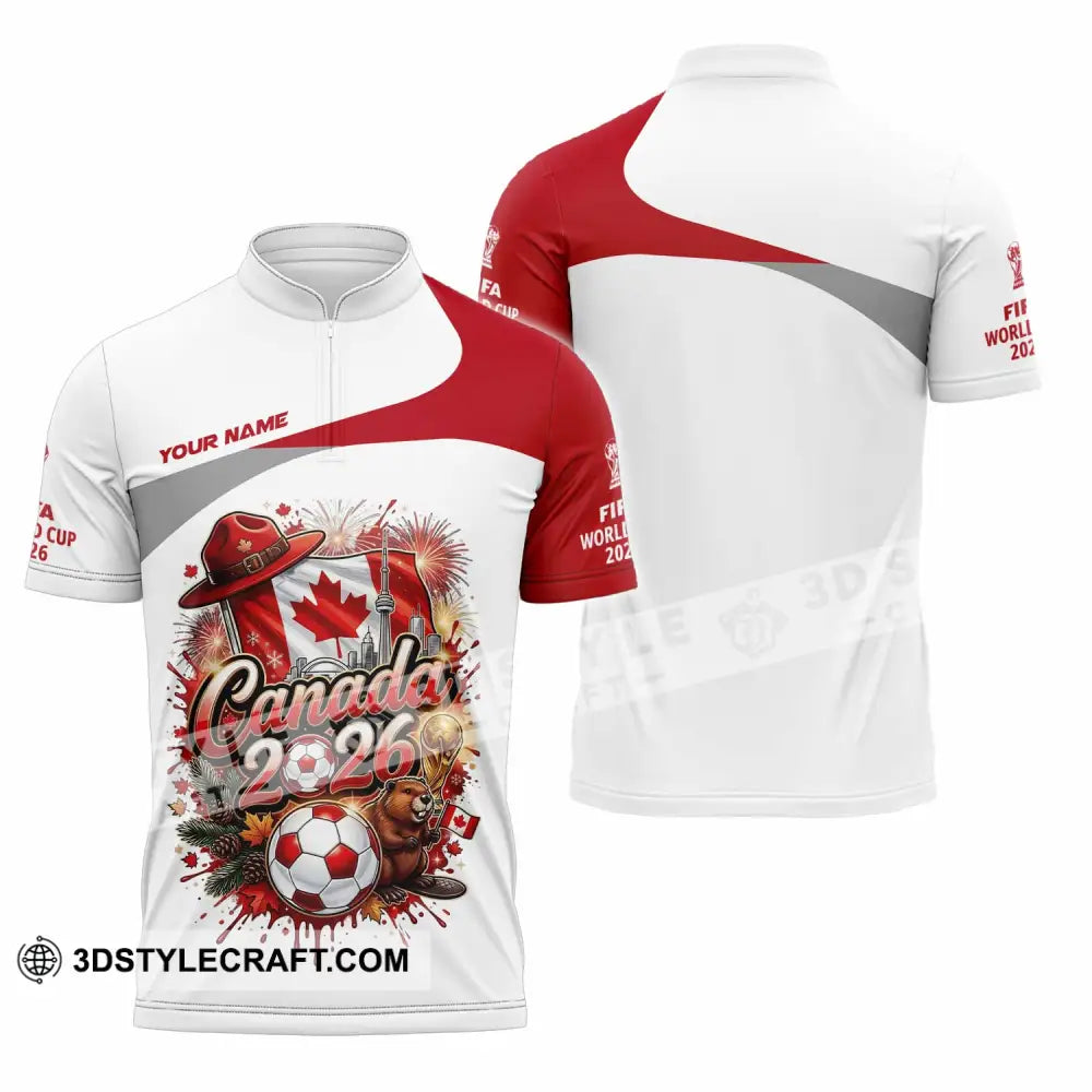 Unisex Shirt - Custom Canada World Cup 2026 3D Shirt - Zipper Polo Shirt / S - T-shirt