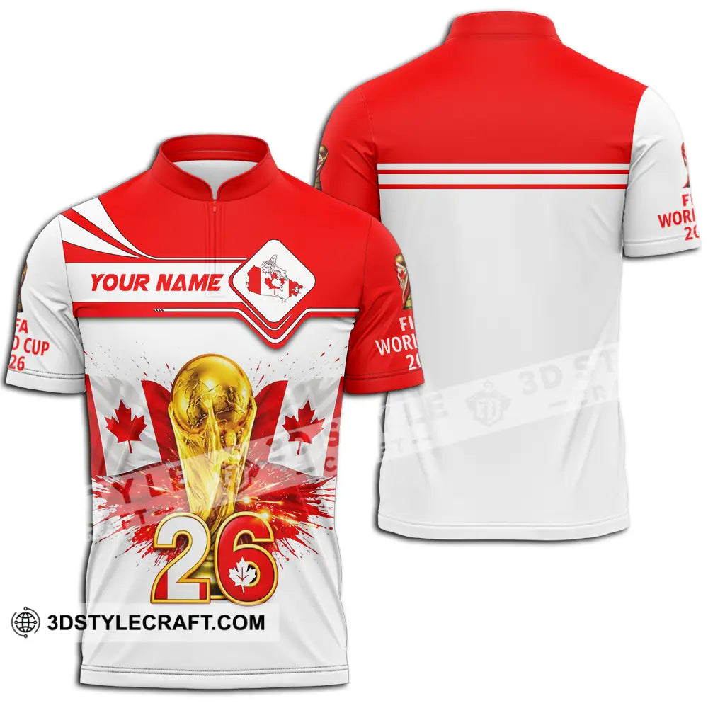 Unisex Shirt - Custom Canada World Cup 2026 3D Shirt Zipper Polo Shirt / S T-shirt