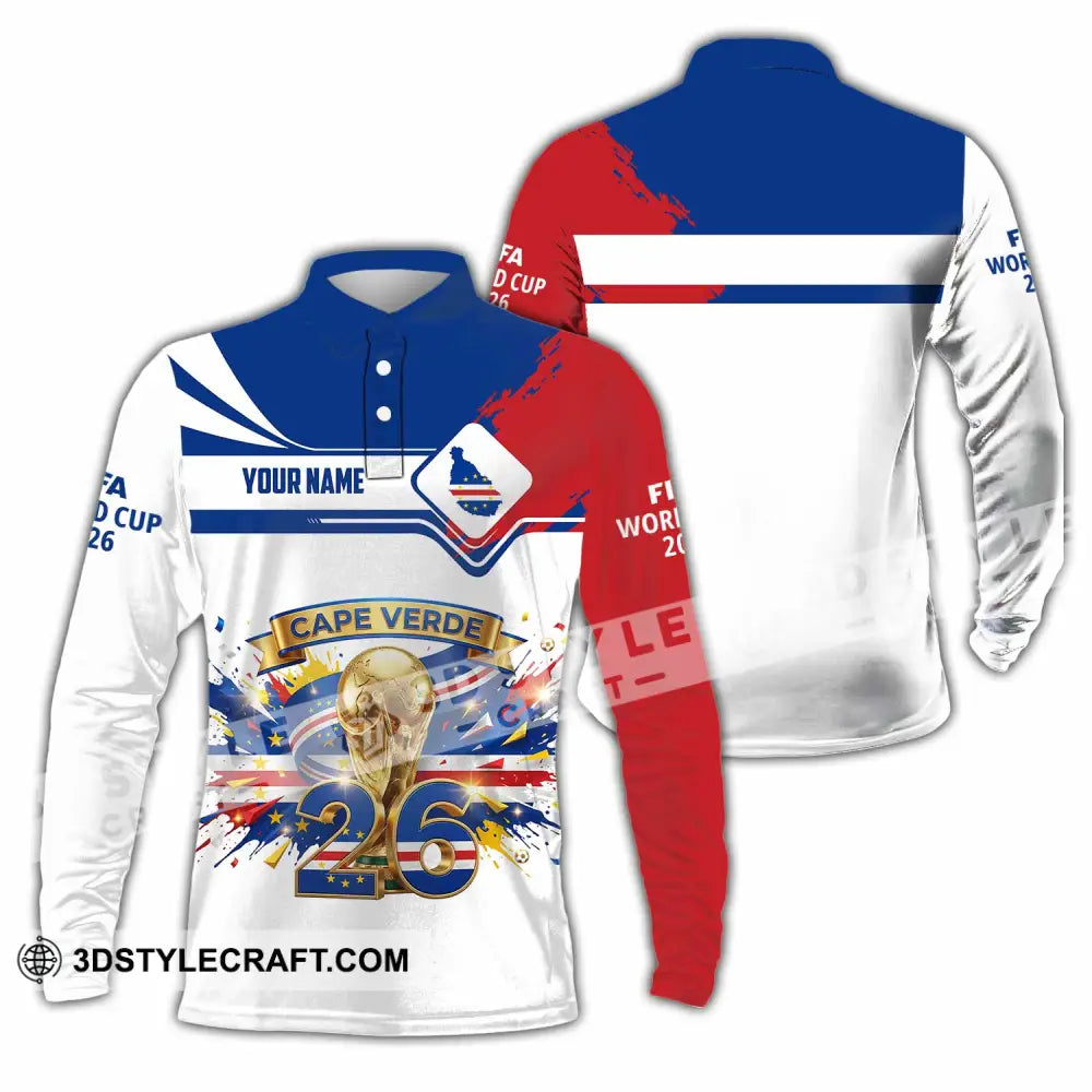 Unisex Shirt - Custom Cape Verde FIFA World Cup 2026 3D Shirt Long Sleeve Polo / S T-shirt