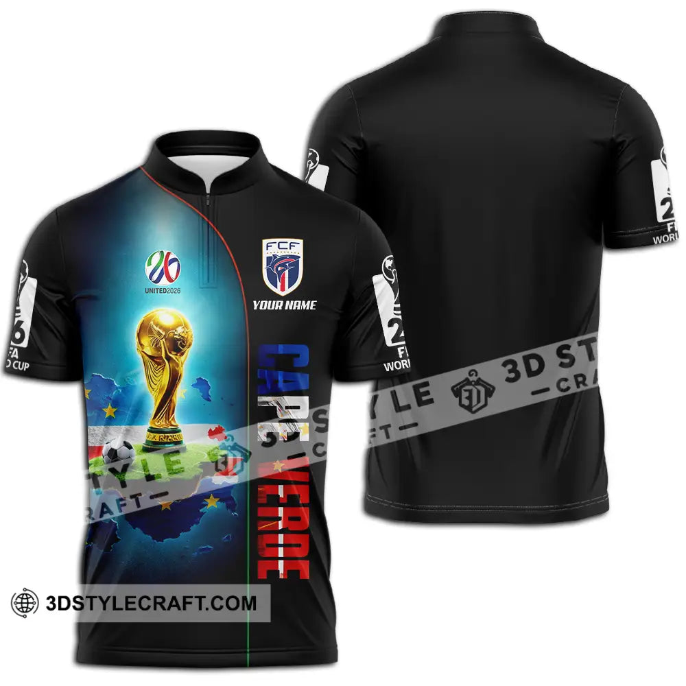 Unisex Shirt - Custom Cape Verde World Cup 2026 3D Shirt - Zipper Polo Shirt / S - T-shirt
