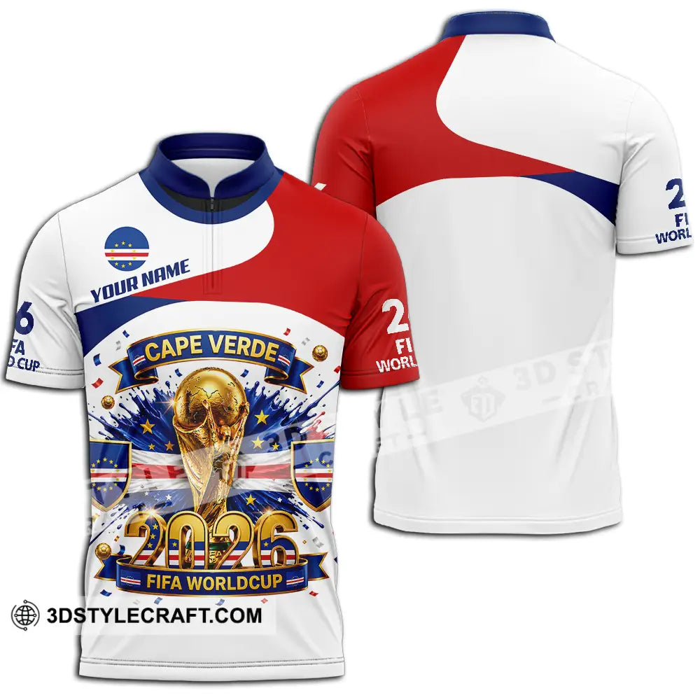 Unisex Shirt - Custom Cape Verde World Cup 2026 3D Shirt - Zipper Polo Shirt / S - T-shirt