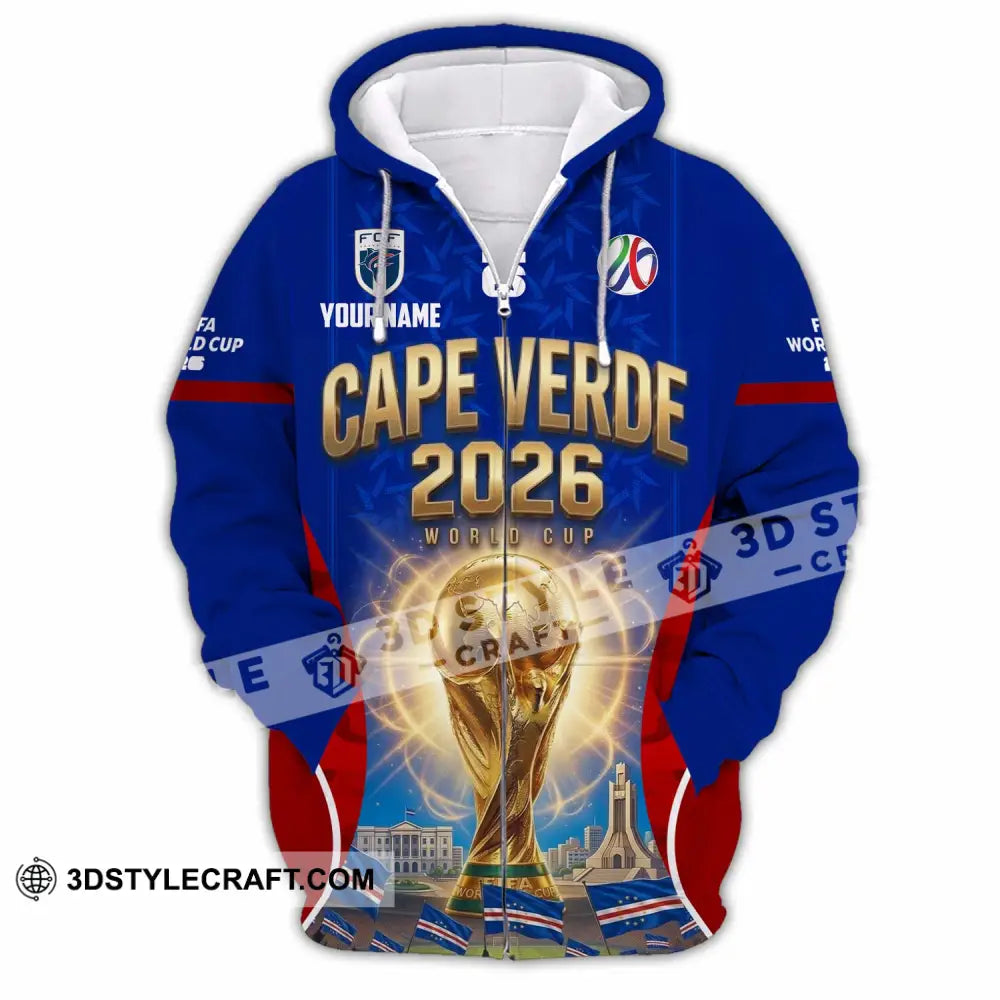 Unisex Shirt - Custom Cape Verde World Cup 2026 Shirt - Zipper Hoodie / S - T-shirt