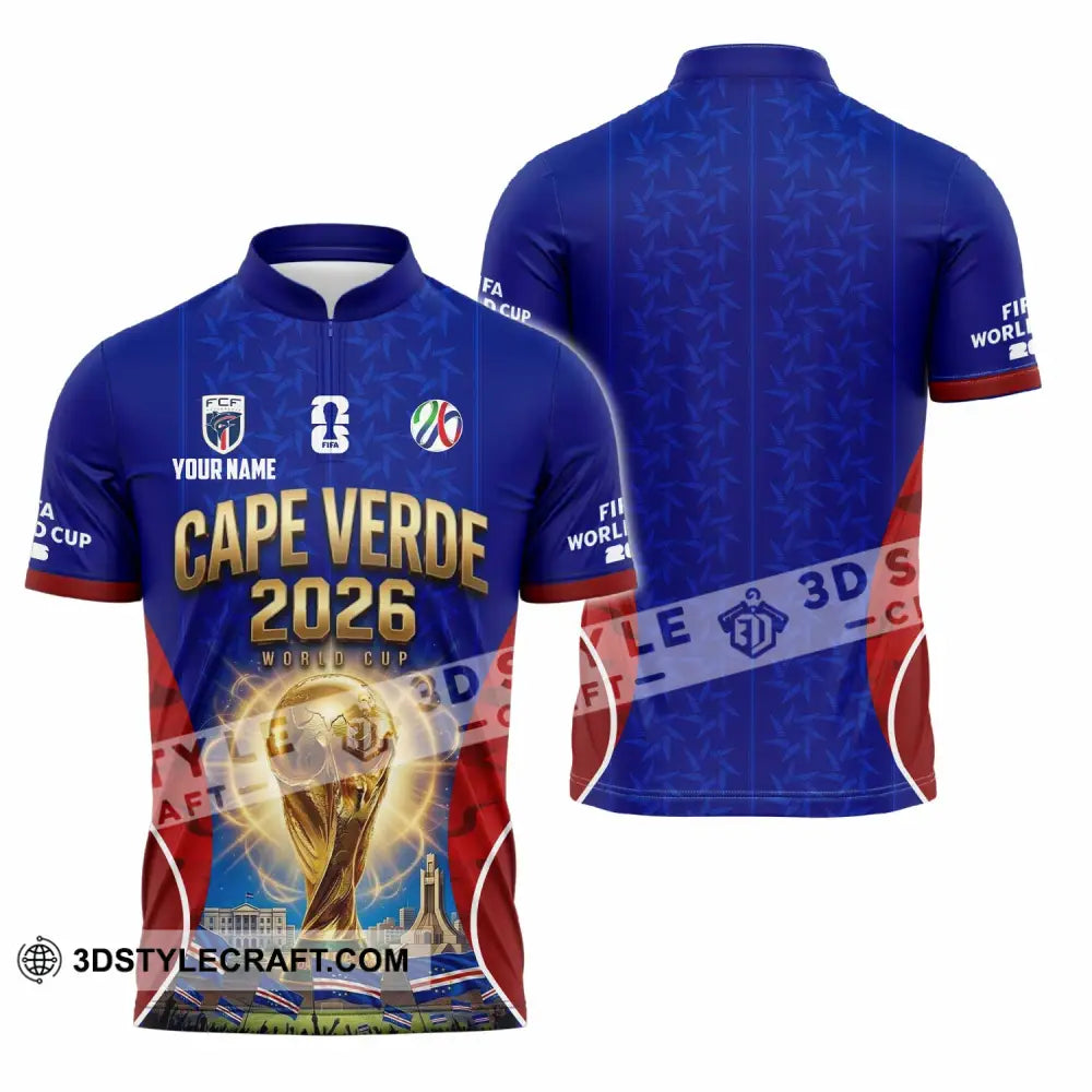 Unisex Shirt - Custom Cape Verde World Cup 2026 Shirt - Zipper Polo Shirt / S - T-shirt
