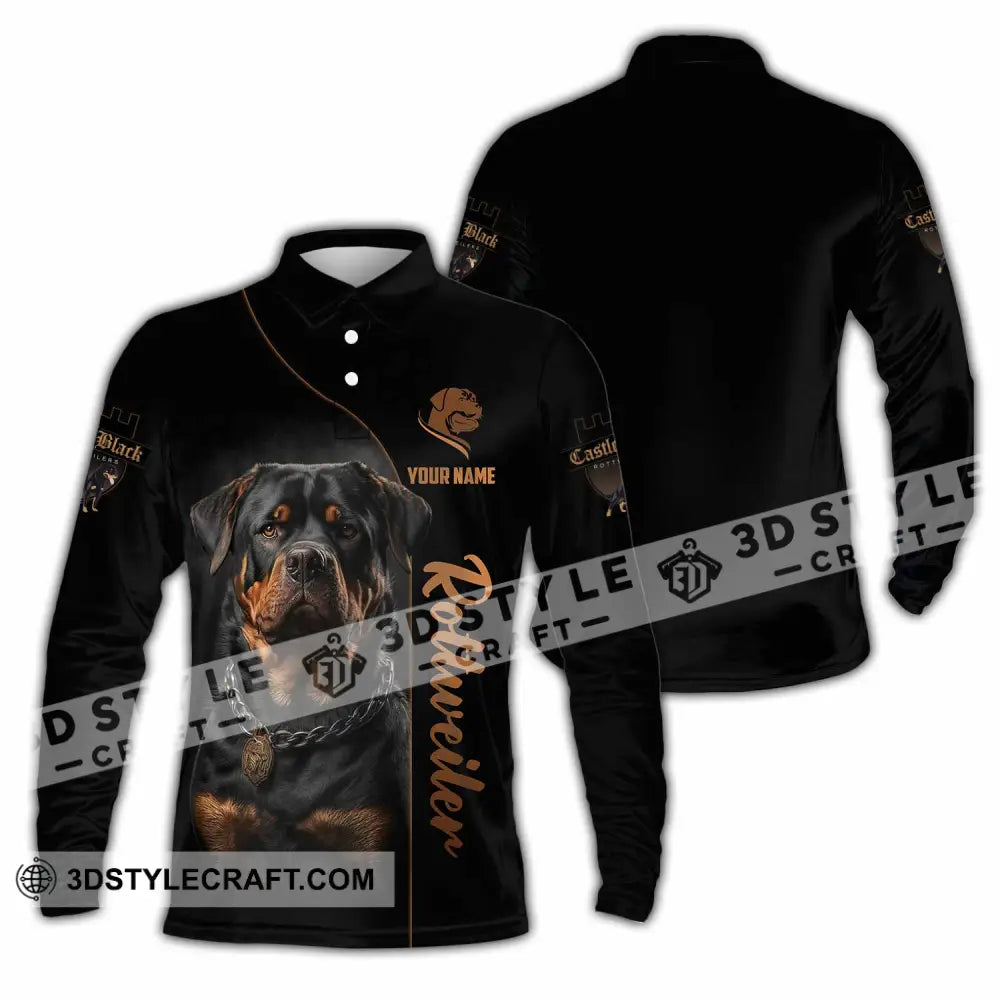 Unisex Shirt - Custom Castle Black Rottweilers Dog Shirt Long Sleeve Polo / S T-shirt