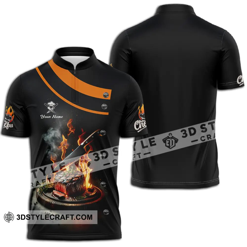 Unisex Shirt - Custom Chef 3D Shirt Zipper Polo Shirt / S T-shirt
