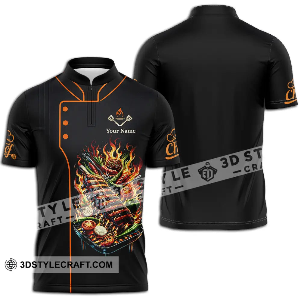 Unisex Shirt - Custom Chef 3D Shirt Zipper Polo Shirt / S T-shirt