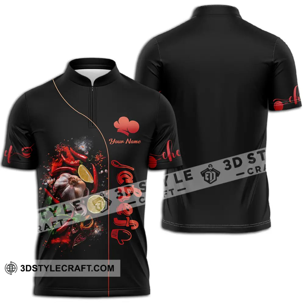 Unisex Shirt - Custom Chef 3D Shirt Zipper Polo Shirt / S T-shirt