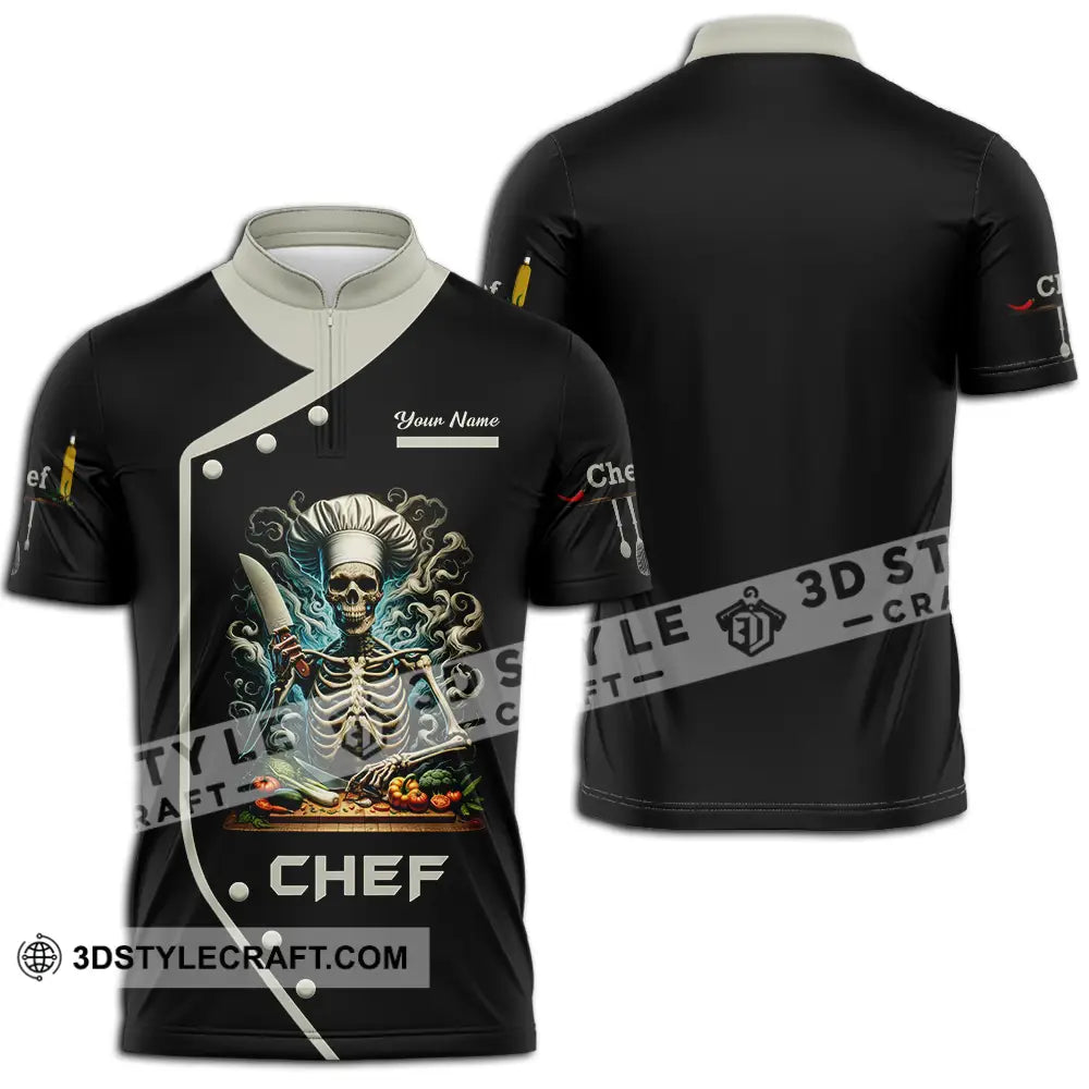 Unisex Shirt - Custom Chef 3D Shirt Zipper Polo Shirt / S T-shirt
