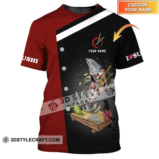 Unisex Shirt - Custom Chef Name Shirt - Chef Shirt - Chef Name, I Love Sushi, Gift For Kitchen Lover style option 1
