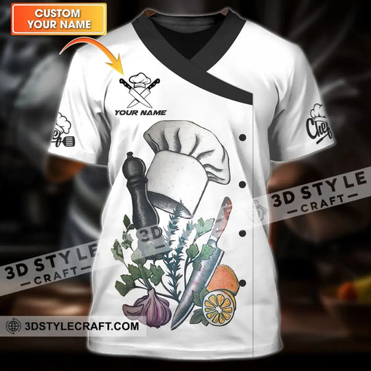 Unisex Shirt - Custom Chef Name T-Shirt, Hat And Vegetable In Kitchen Shirt style option 1