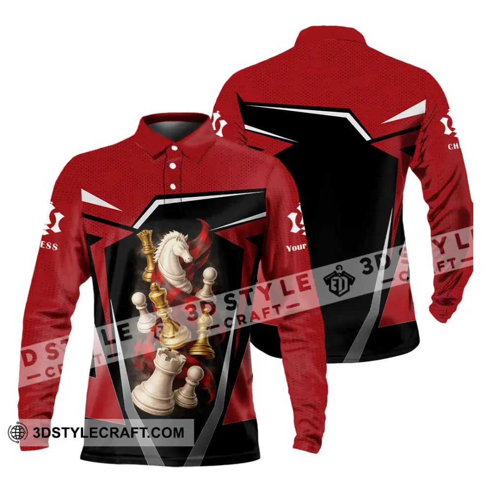 Unisex Shirt - Custom Chess 3D Shirt Long Sleeve Polo / S T-shirt