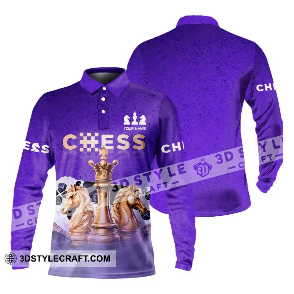 Unisex Shirt - Custom Chess 3D Shirt - Long Sleeve Polo / S - T-shirt