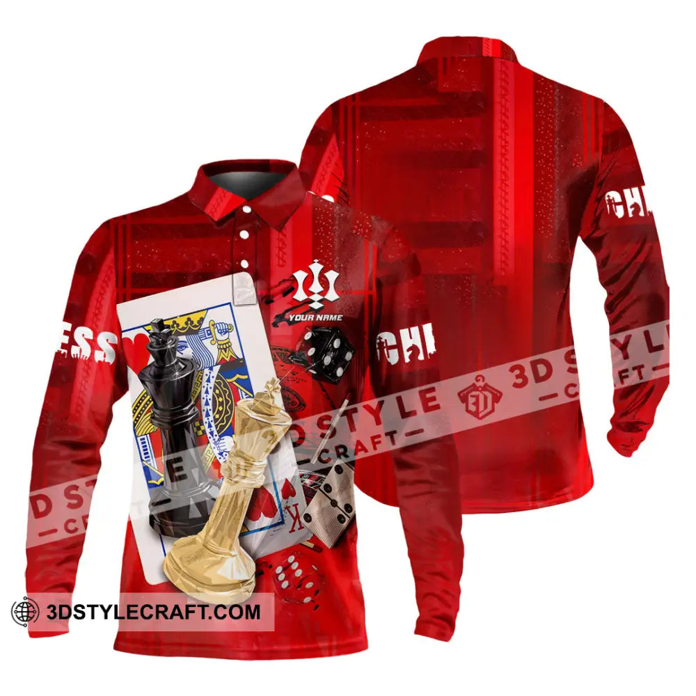 Unisex Shirt - Custom Chess 3D Shirt Long Sleeve Polo / S T-shirt