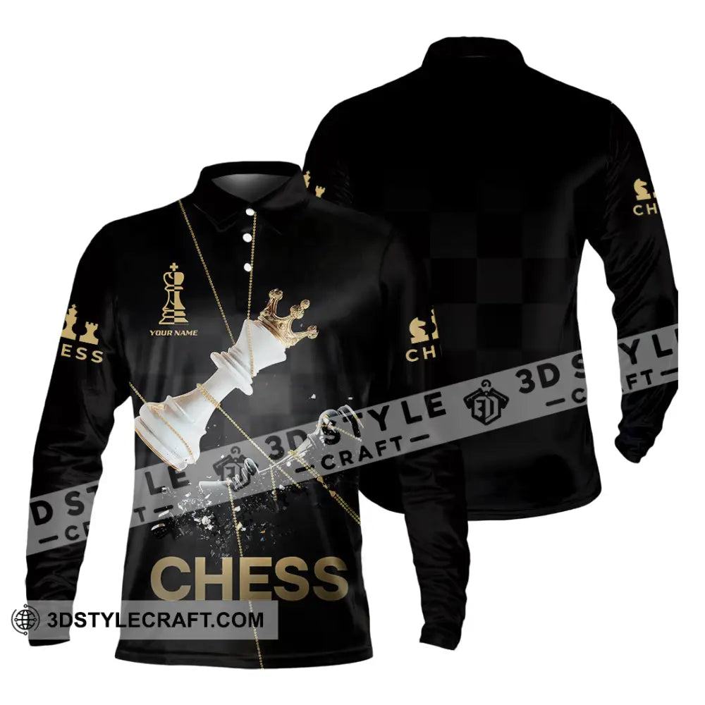 Unisex Shirt - Custom Chess 3D Shirt - Long Sleeve Polo / S - T-shirt