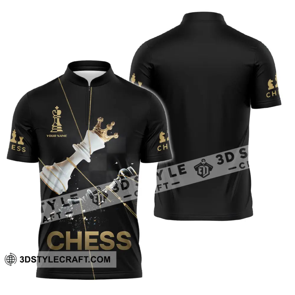 Unisex Shirt - Custom Chess 3D Shirt - Zipper Polo Shirt / S - T-shirt