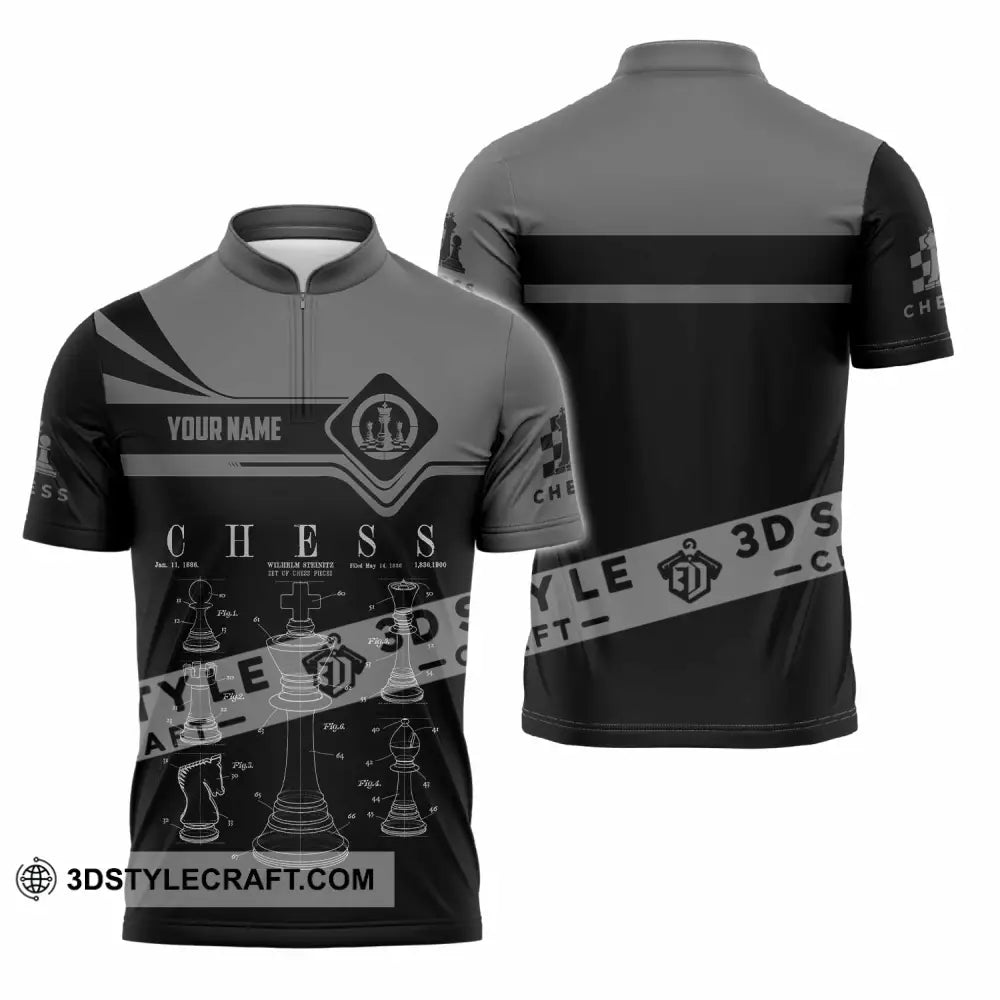 Unisex Shirt - Custom Chess 3D Shirt Zipper Polo Shirt / S T-shirt