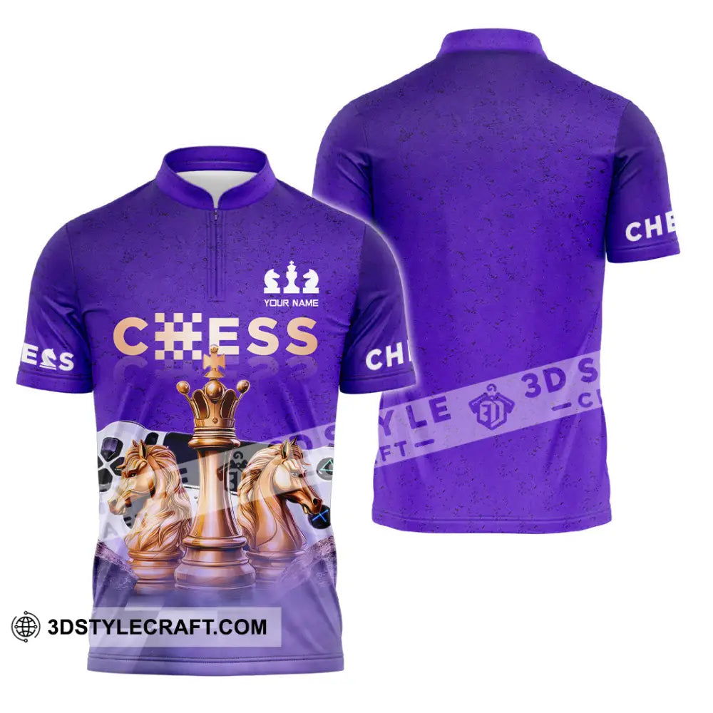 Unisex Shirt - Custom Chess 3D Shirt - Zipper Polo Shirt / S - T-shirt