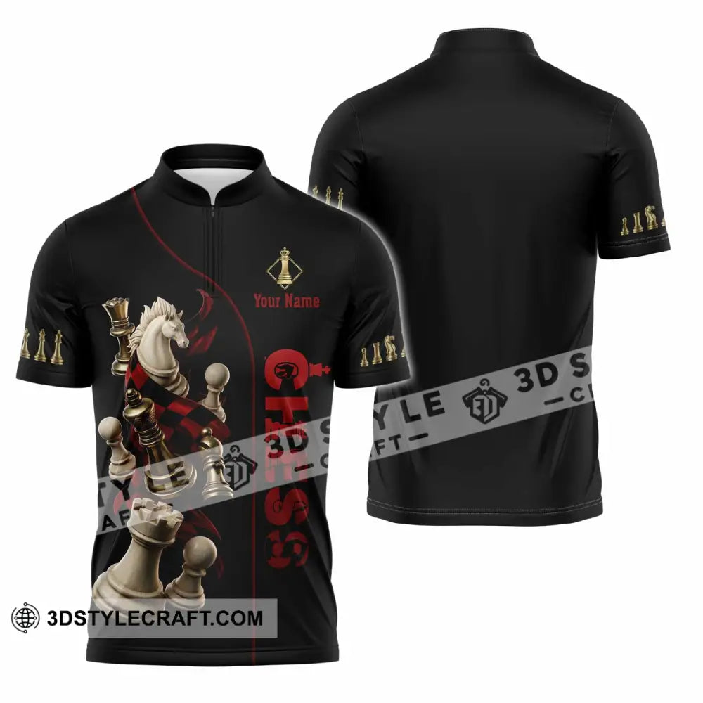 Unisex Shirt - Custom Chess 3D Shirt Zipper Polo Shirt / S T-shirt